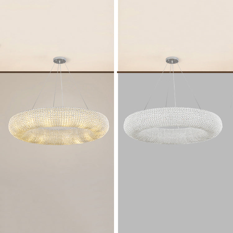 Modern Style Hanging Lamp Kit Circle Shape Crystal Chandelier Lighting Fixtures