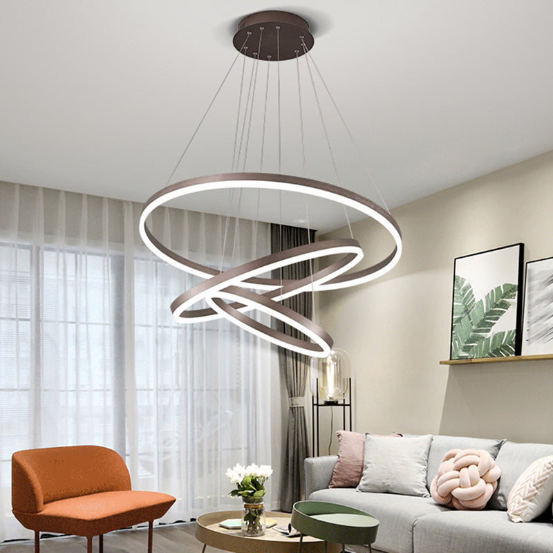 Circle Shape Metal Pendant Light Fixtures Modern Style Hanging Light Fixtures in Brown