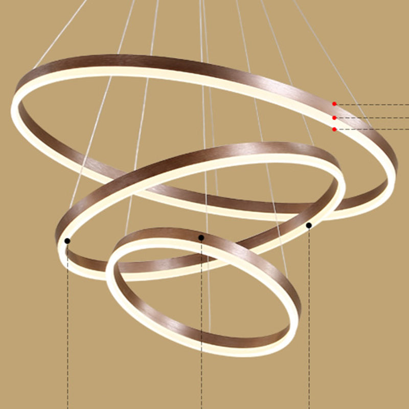 Circle Shape Metal Pendant Light Fixtures Modern Style Hanging Light Fixtures in Brown