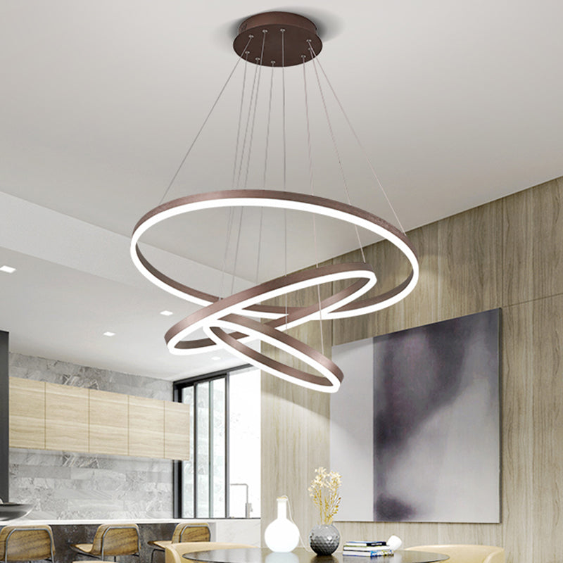 Circle Shape Metal Pendant Light Fixtures Modern Style Hanging Light Fixtures in Brown