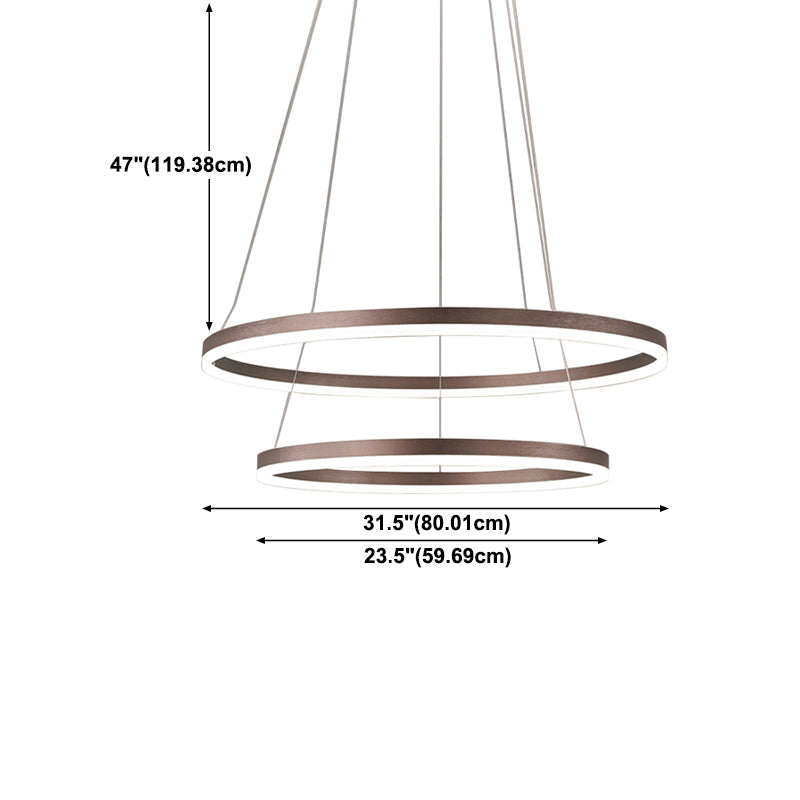 Circle Shape Metal Pendant Light Fixtures Modern Style Hanging Light Fixtures in Brown