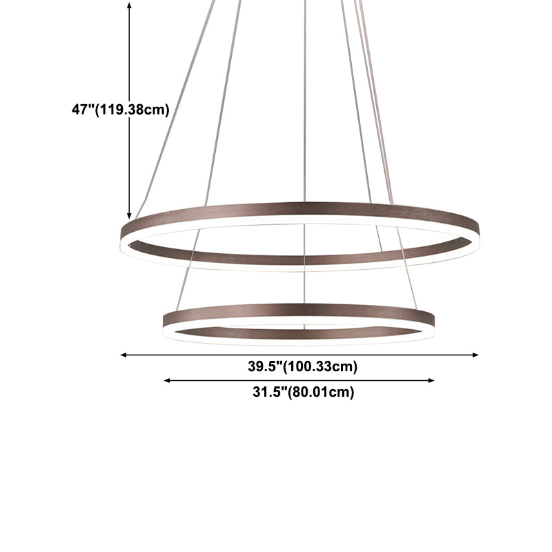 Circle Shape Metal Pendant Light Fixtures Modern Style Hanging Light Fixtures in Brown