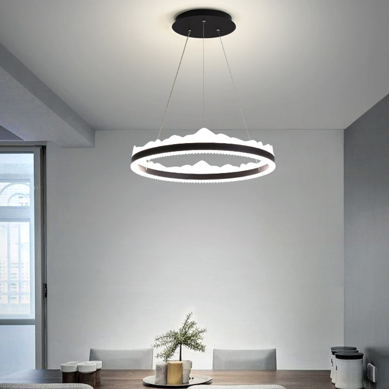 Circle Metal Pendant Light Fixture Modern Style Single Light Hanging Light Fixture