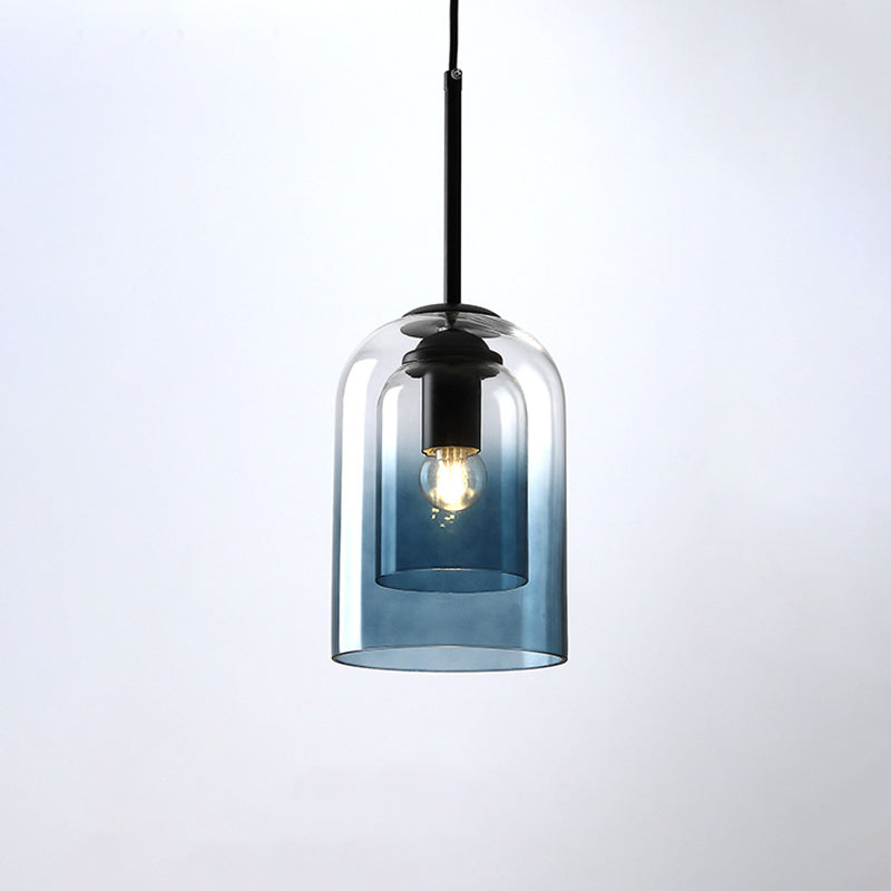 Cylindrical Shade Hanging Lighting Modern Style Glass 1 Light Hanging Lamp for Restaurant