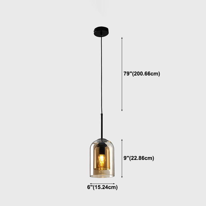 Cylindrical Shade Hanging Lighting Modern Style Glass 1 Light Hanging Lamp for Restaurant