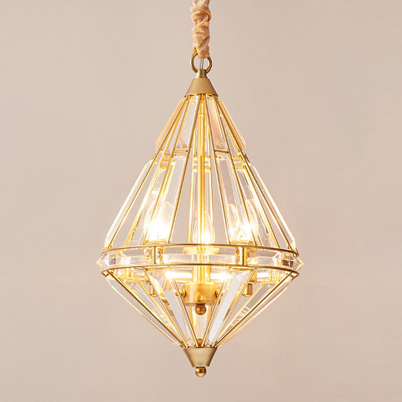 Geometric Crystal Suspension Lamp Modern Style Pendant Light Fixture for Dining Room