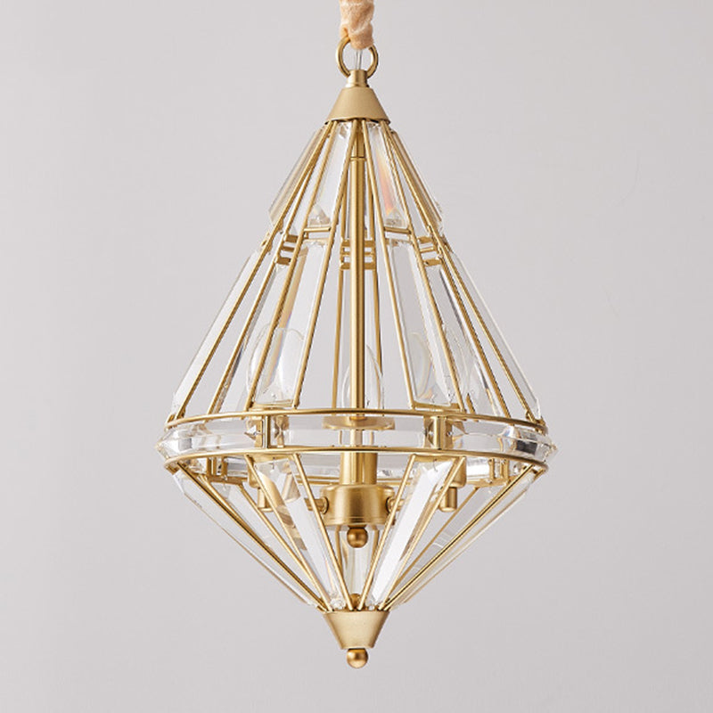 Geometric Crystal Suspension Lamp Modern Style Pendant Light Fixture for Dining Room