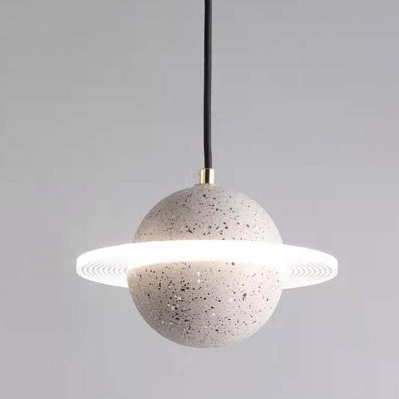 Modern Hanging Light Fixture 1-Light Stone Pendant Lamp with Acrylic Shade for Bedroom