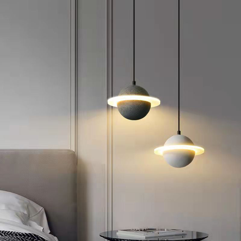 Modern Hanging Light Fixture 1-Light Stone Pendant Lamp with Acrylic Shade for Bedroom