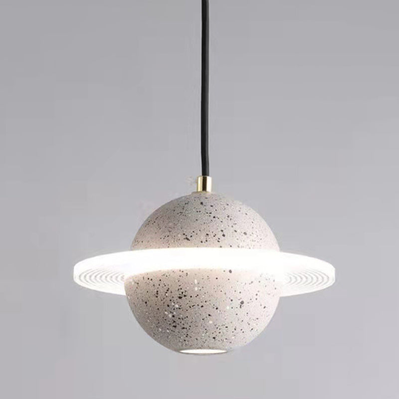 Modern Hanging Light Fixture 1-Light Stone Pendant Lamp with Acrylic Shade for Bedroom