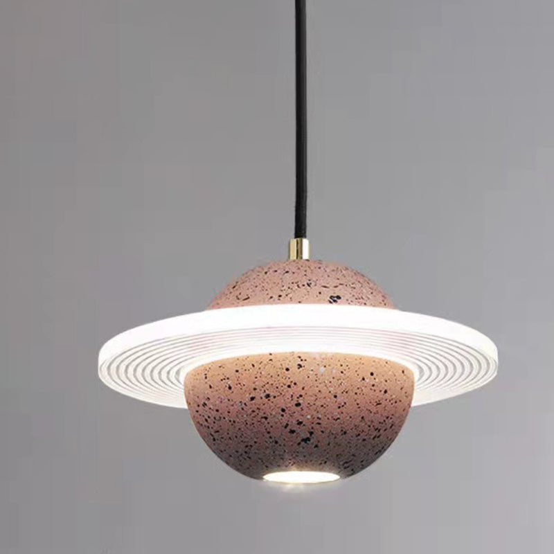 Modern Hanging Light Fixture 1-Light Stone Pendant Lamp with Acrylic Shade for Bedroom