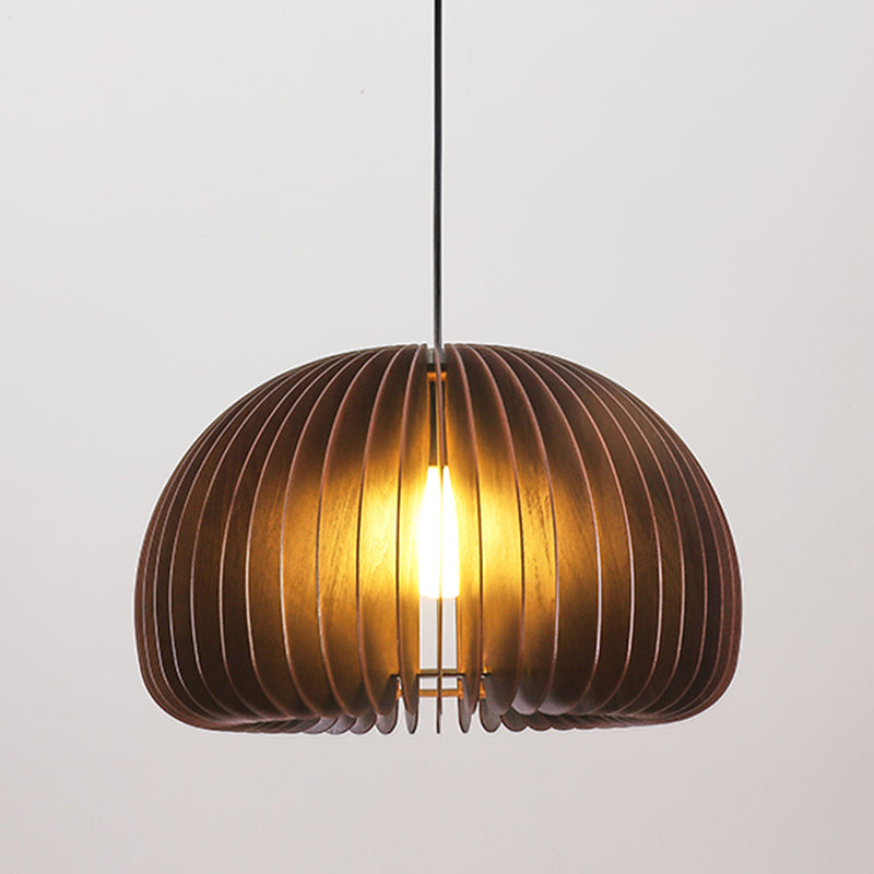 Modern Style Pumpkin Shape Pendant Lighting Wood 1 Light Pendant Light for Bedroom