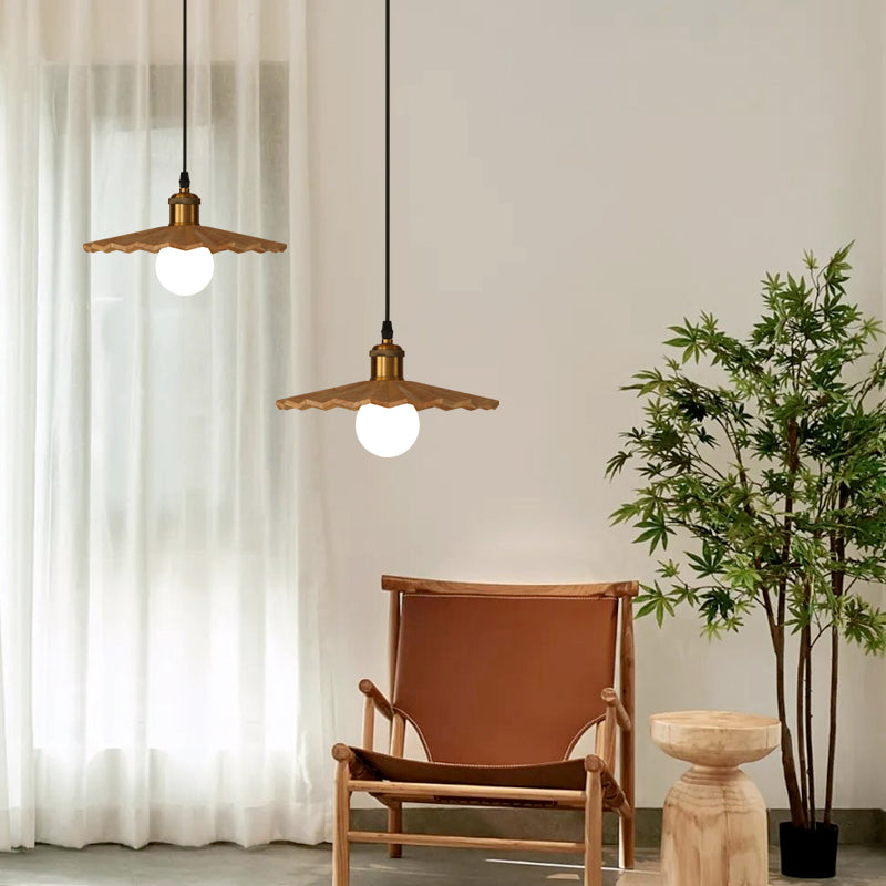 Modern Style Cone Shape Pendant Lighting Wood Pendant Light for Bedroom