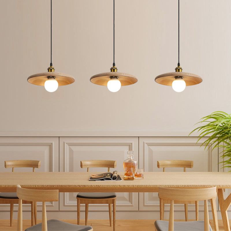 Modern Style Pot Cover Shape Pendant Lighting Wood Pendant Light for Bedroom