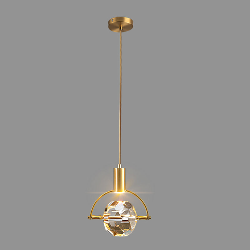 Postmodern Crystal Pendant Light Geometric Gold Hanging Pendant for Living Room