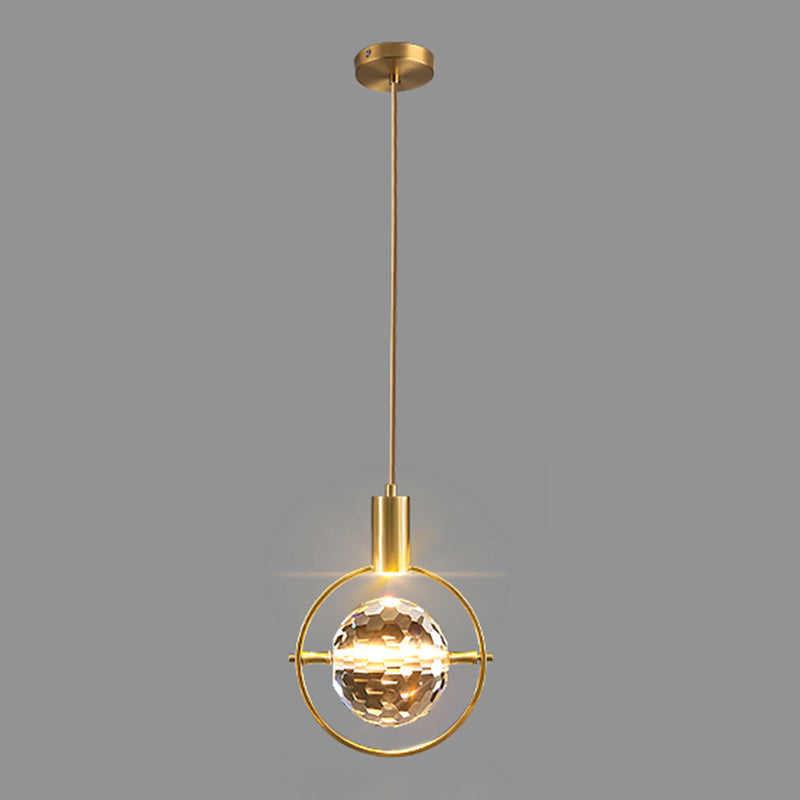 Postmodern Crystal Pendant Light Geometric Gold Hanging Pendant for Living Room