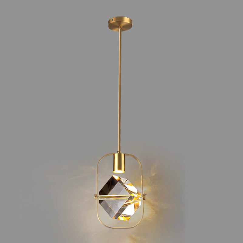 Postmodern Crystal Pendant Light Geometric Gold Hanging Pendant for Living Room