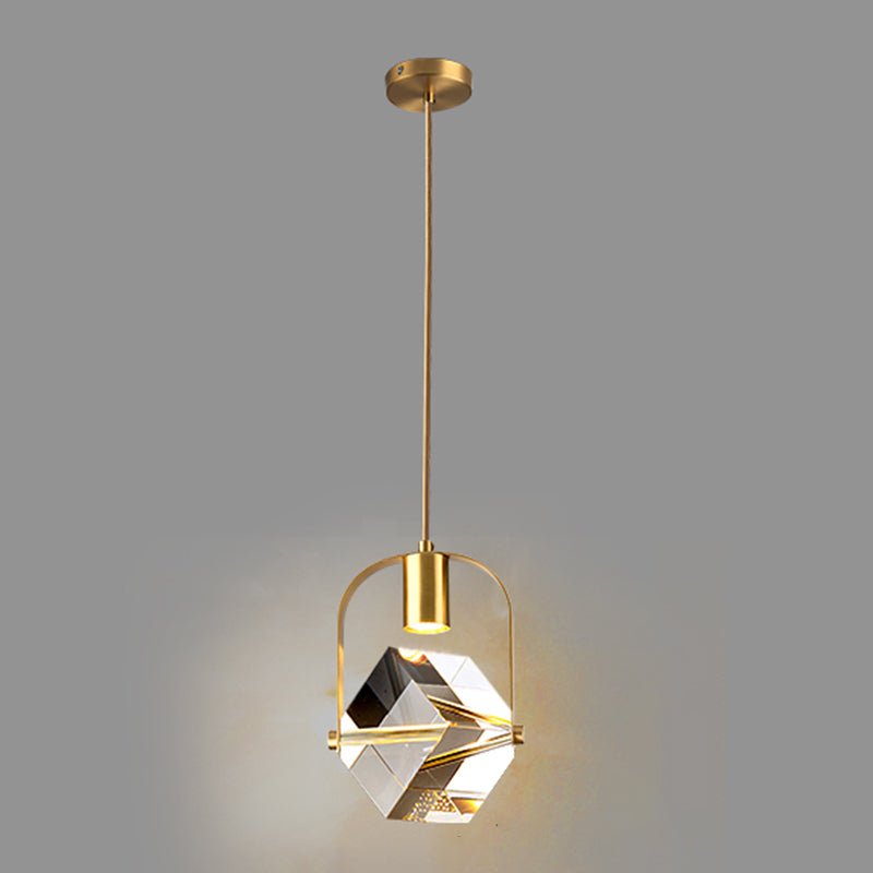 Postmodern Crystal Pendant Light Geometric Gold Hanging Pendant for Living Room