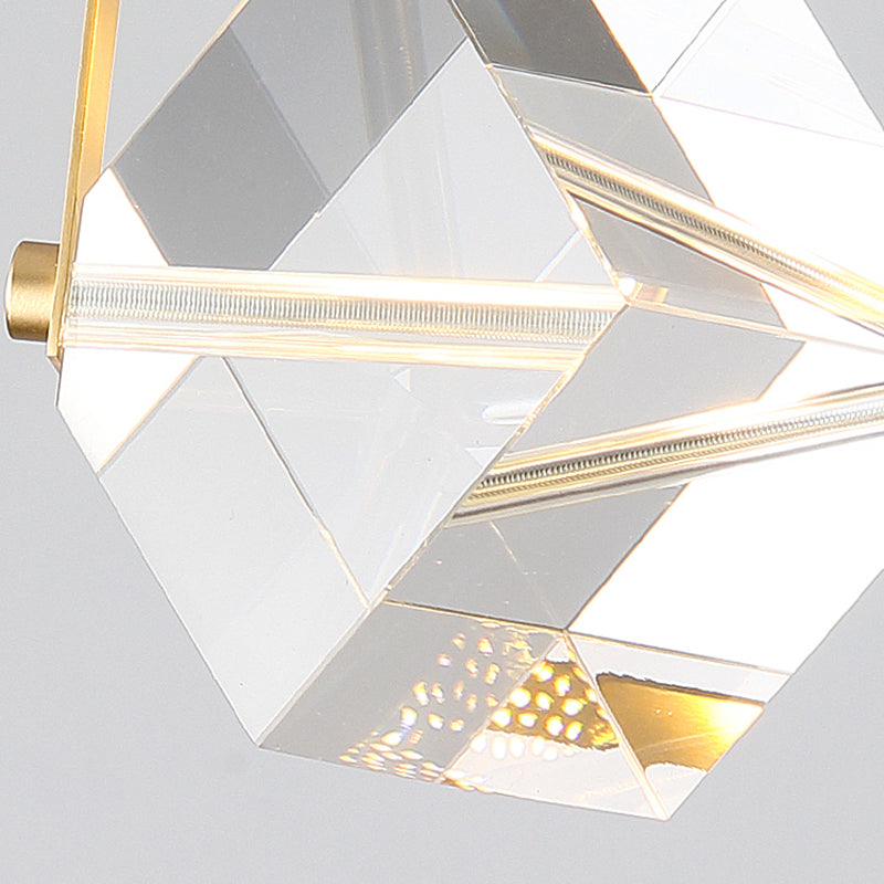 Postmodern Crystal Pendant Light Geometric Gold Hanging Pendant for Living Room