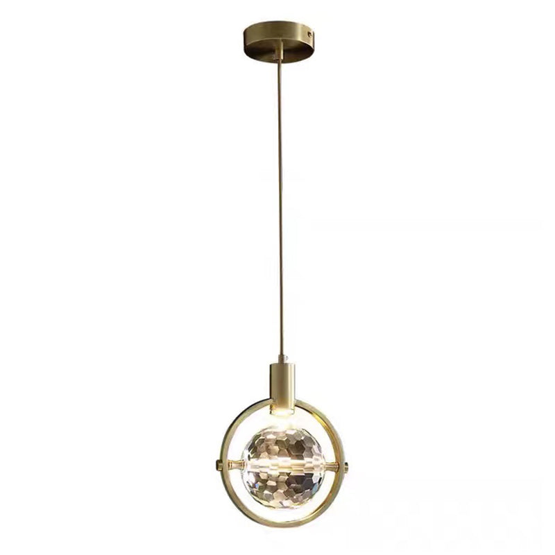 Postmodern Crystal Pendant Light Geometric Gold Hanging Pendant for Living Room