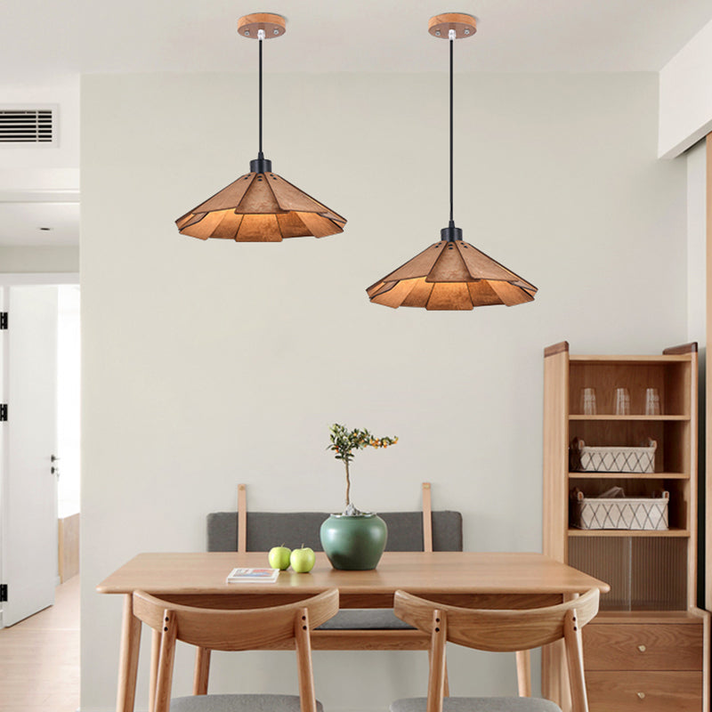 Modern Style Cone Shape Pendant Lighting Wood 1 Light Pendant Light for Bedroom