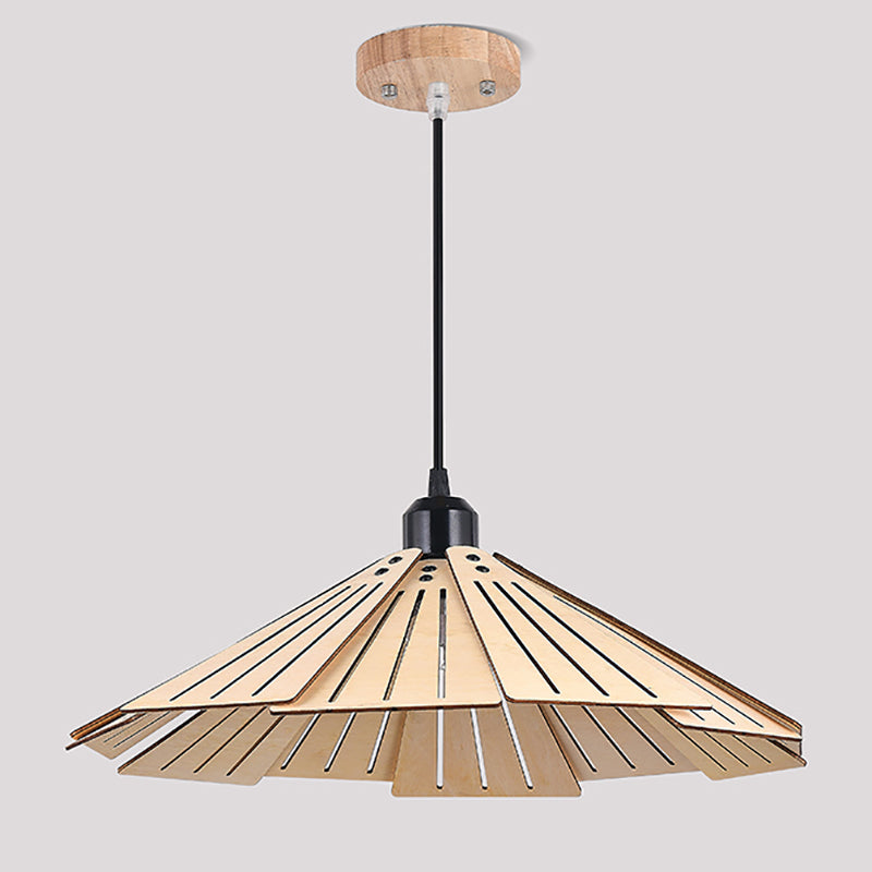 Modern Style Cone Shape Pendant Lighting Wood 1 Light Pendant Light for Bedroom