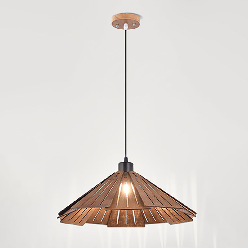 Modern Style Cone Shape Pendant Lighting Wood 1 Light Pendant Light for Bedroom