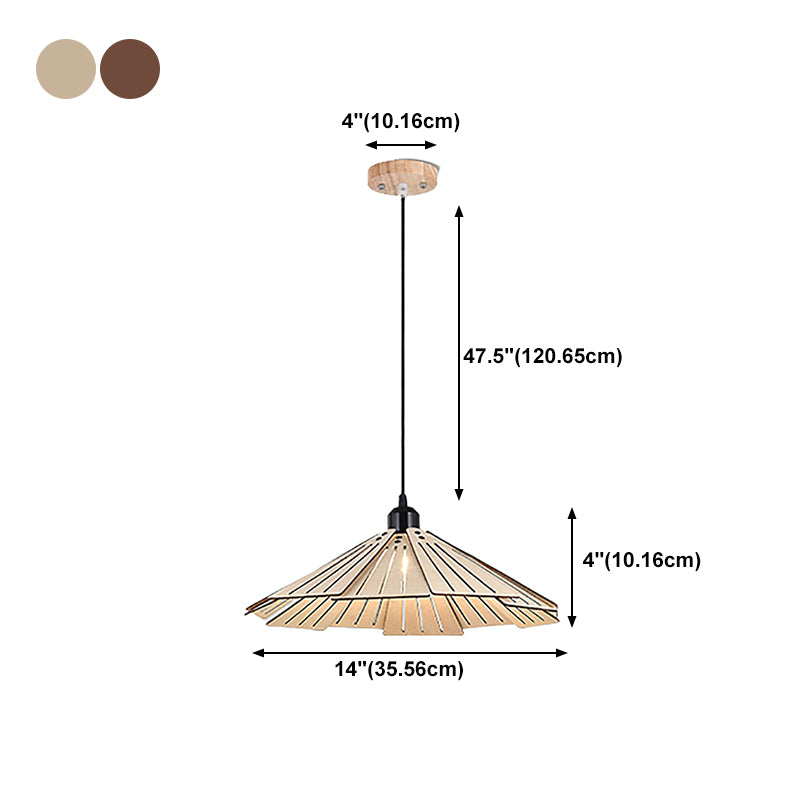 Modern Style Cone Shape Pendant Lighting Wood 1 Light Pendant Light for Bedroom