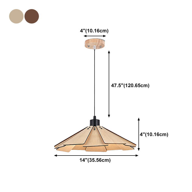 Modern Style Cone Shape Pendant Lighting Wood 1 Light Pendant Light for Bedroom