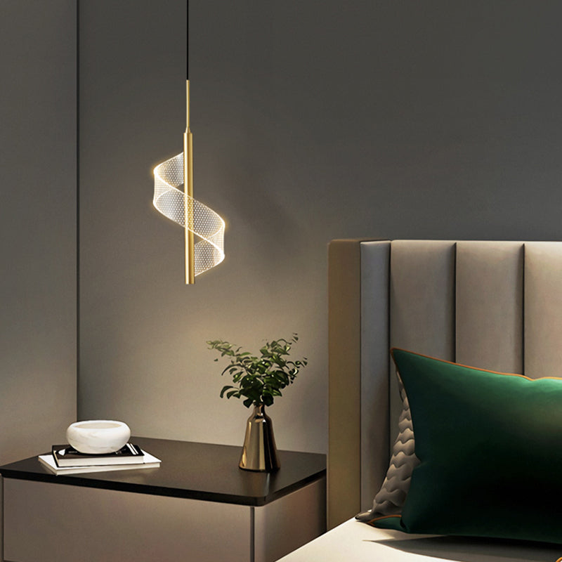 Postmodern Metal Pendant Light Simple LED Ceiling Lamp with Acrylic Shade for Bedroom