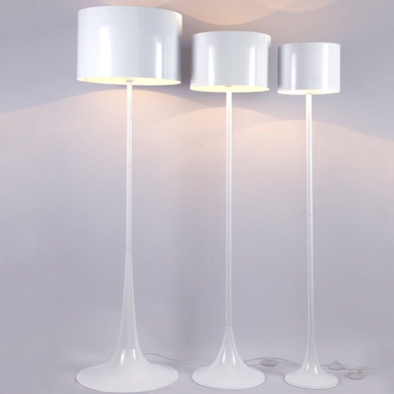 Modern Simple Metal Floor Lamp Cylinder Shape Floor Light with Aluminum Shade for Bedroom