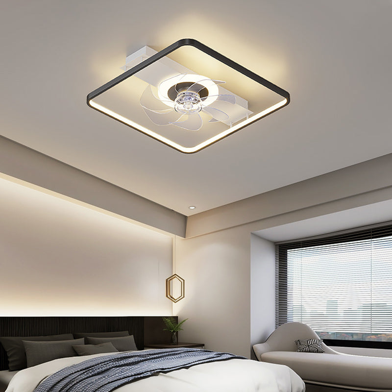 Modern Simple Style Aluminum Ceiling Fan Lamp Geometry LED Ceiling Fan Light for Bedroom