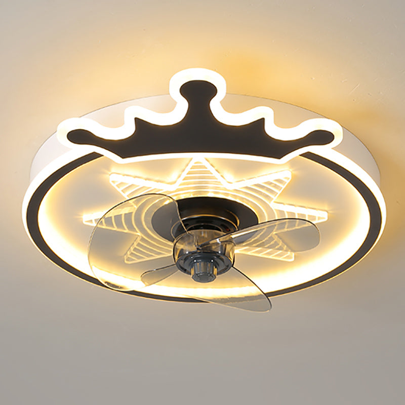 Modern Style Ceiling Fan Light LED Ceiling Mount Lamp with Acrylic Shade for Bedroom