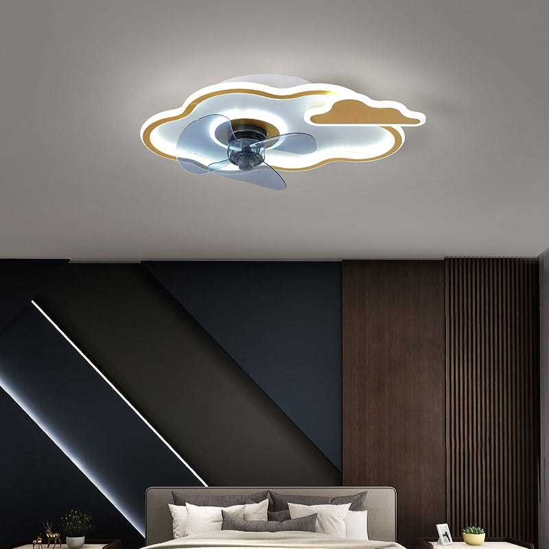 Modern Style Ceiling Fan Light LED Ceiling Mount Lamp with Acrylic Shade for Bedroom