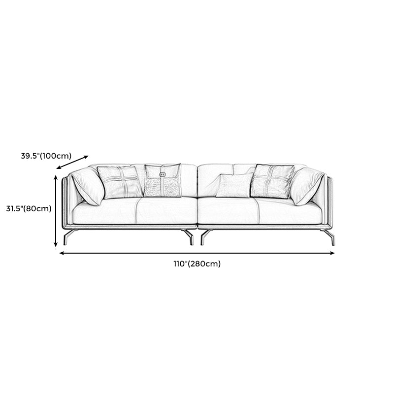 Transitional Genuine Leather Cushions Sofa 31.5"High Pillow Top Arm Couch