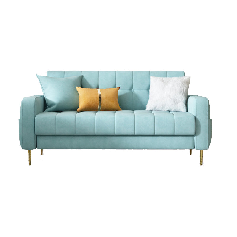 Mid-century Modern Velvet Square Arm Sofa 30.31" High Tufted Back Couch