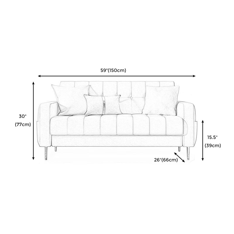 Mid-century Modern Velvet Square Arm Sofa 30.31" High Tufted Back Couch