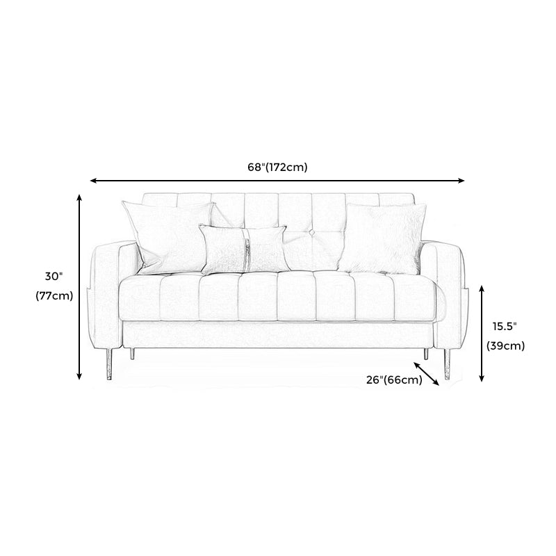 Mid-century Modern Velvet Square Arm Sofa 30.31" High Tufted Back Couch