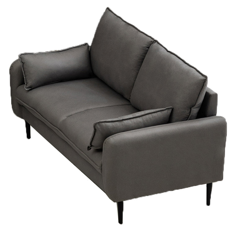 Contemporary Pillow Back Couch Square Arm Leather Sofa for Living Room