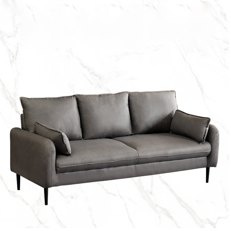 Contemporary Pillow Back Couch Square Arm Leather Sofa for Living Room