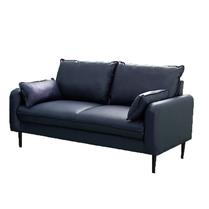 Contemporary Pillow Back Couch Square Arm Leather Sofa for Living Room