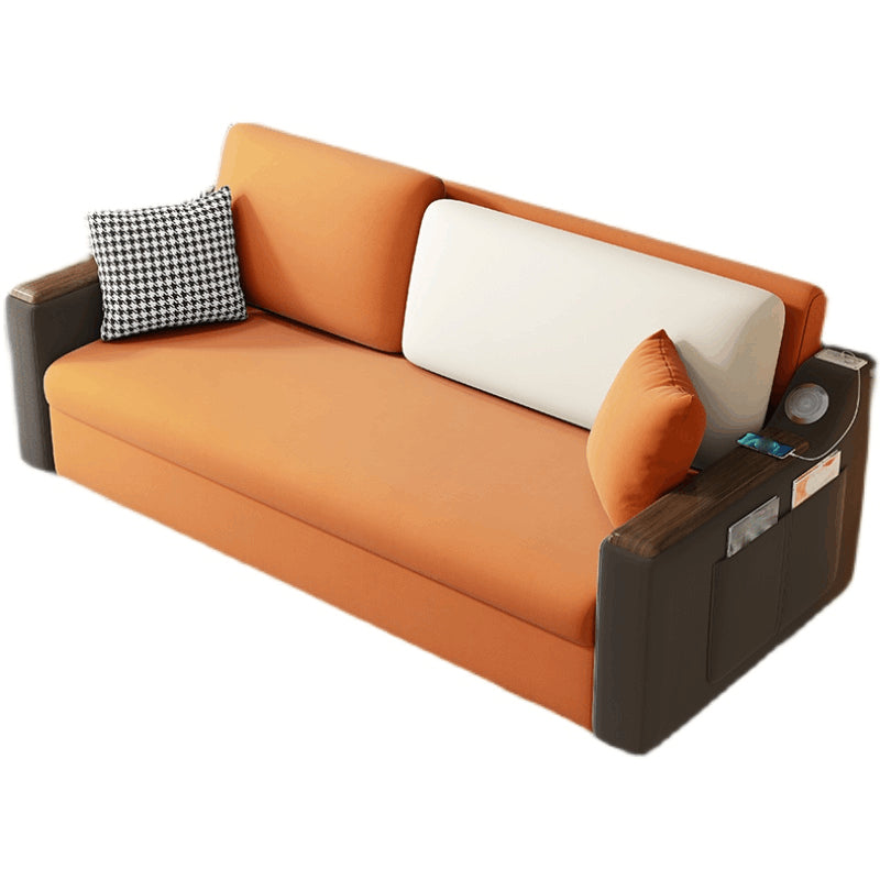 Orange Stain-Resistant Sofa Bed  26.77"H Fabric Sloped Arm Sofa Bed