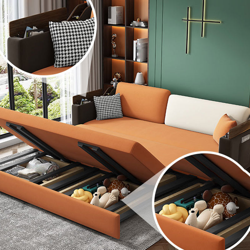 Orange Stain-Resistant Sofa Bed  26.77"H Fabric Sloped Arm Sofa Bed