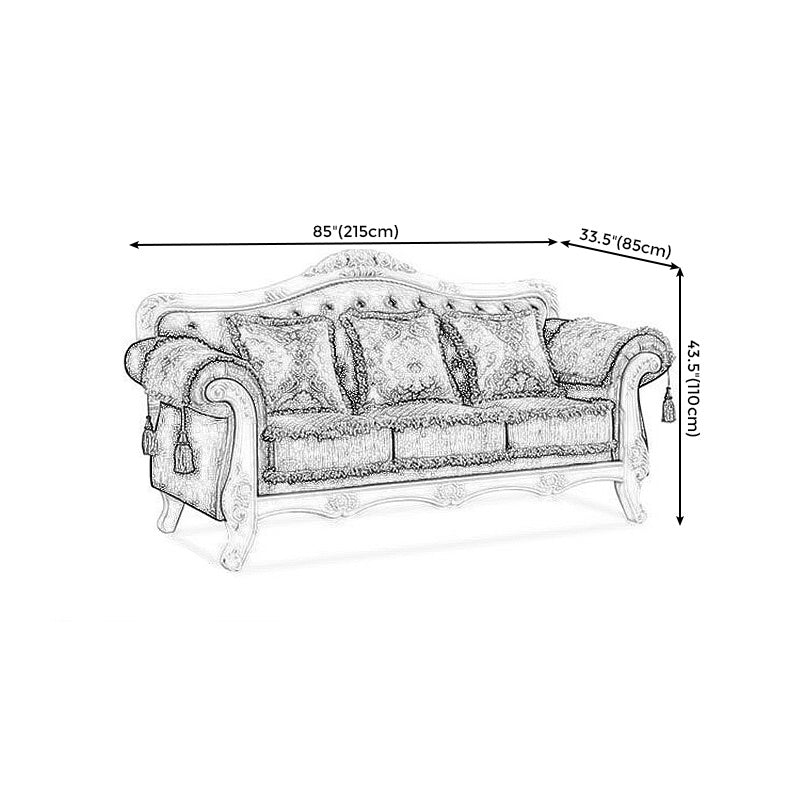 Traditional Tufted Rolled Arm Settee Slipcovered Sofa for Three People