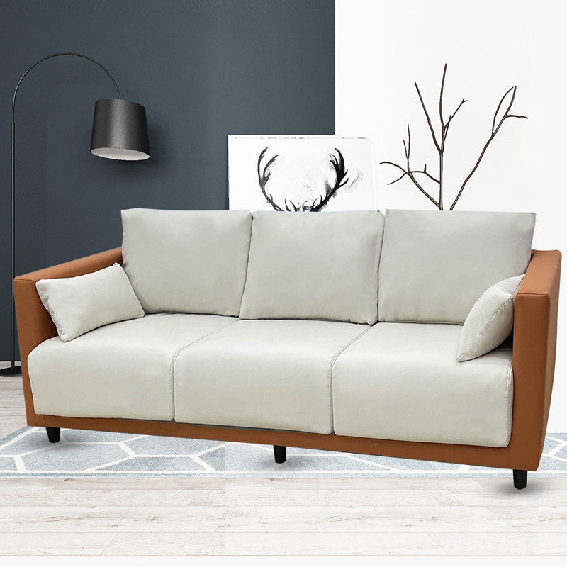Modern Faux Leather/Linen Sofa Square Arm Couch for Living Room