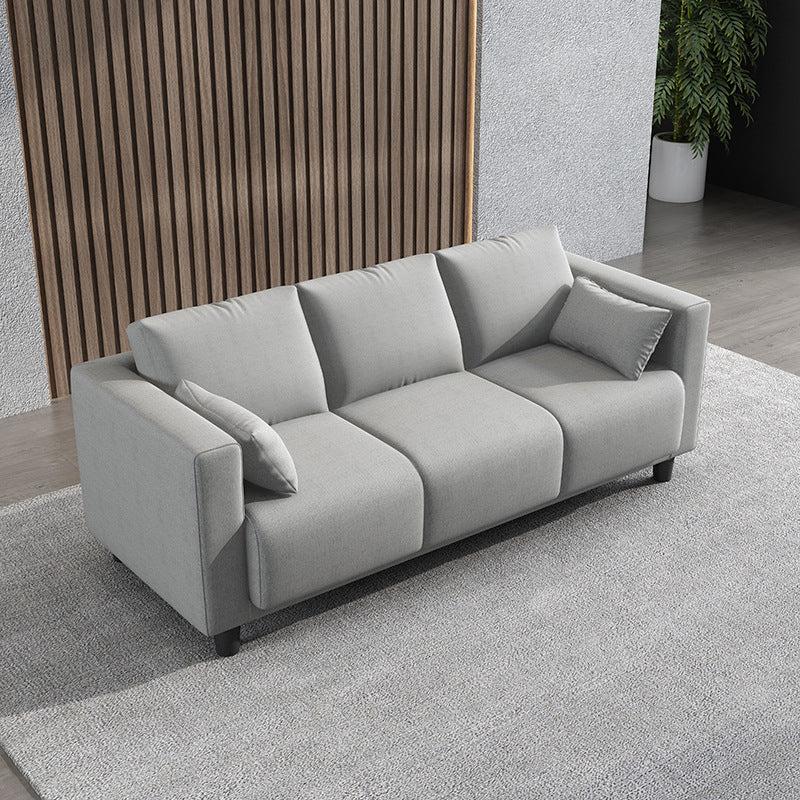 Modern Faux Leather/Linen Sofa Square Arm Couch for Living Room