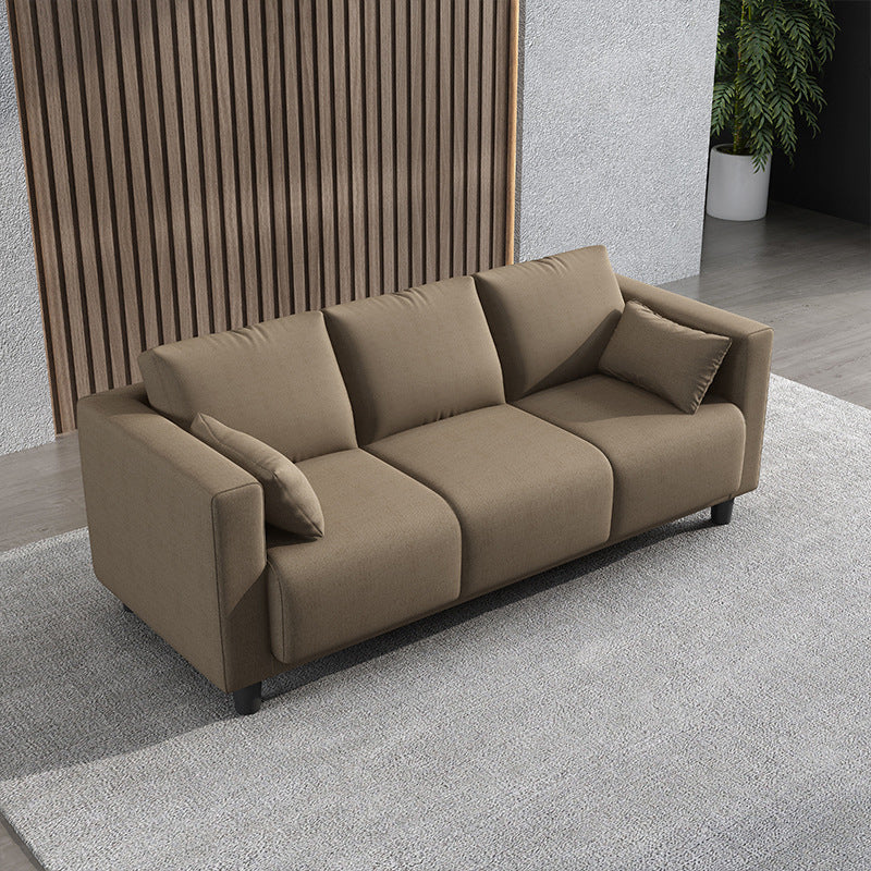 Modern Faux Leather/Linen Sofa Square Arm Couch for Living Room