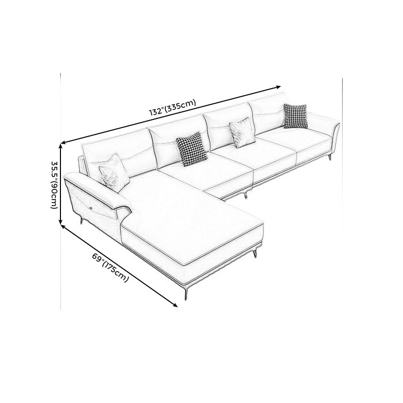 Modern Pillow Top Arm Sectional 35.43"High Cushion Back Sofa and Chaise