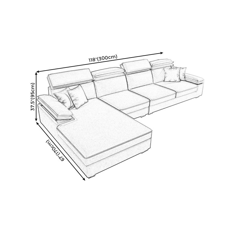 118.11"L x 66.93"W x 37.4"H Modern Fabric Sectional Cushion Back  Sofa and Chaise