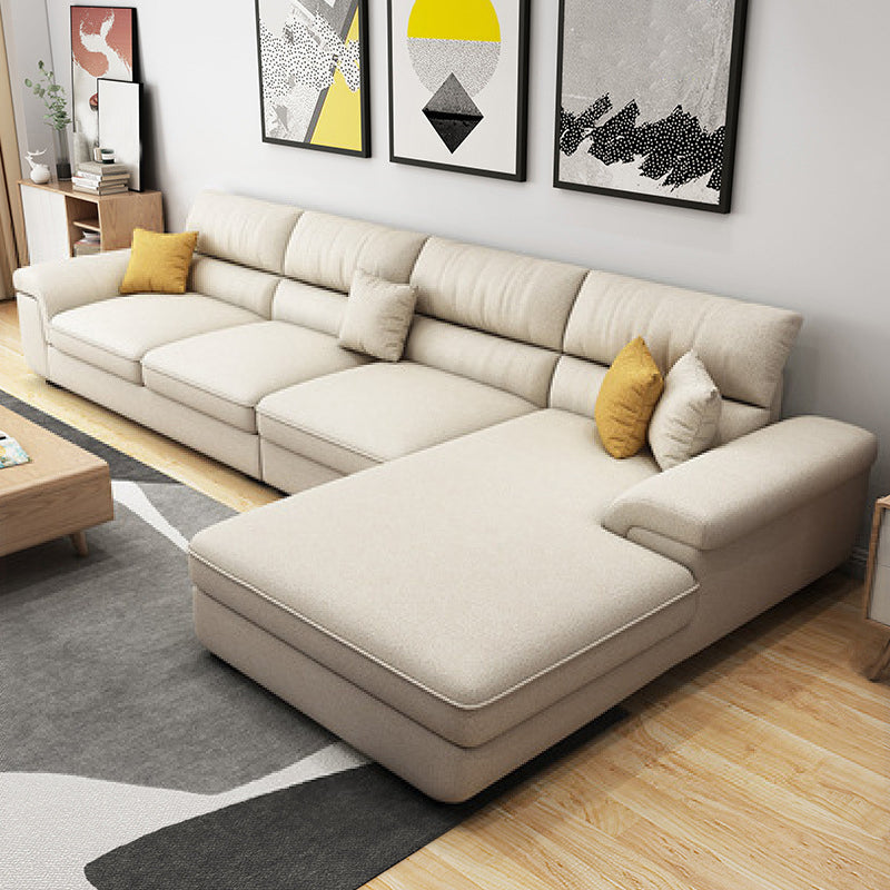 Contemporary L-Shape Modular Sectional Pillow Back Cushion Sofa and Chaise for Apartment